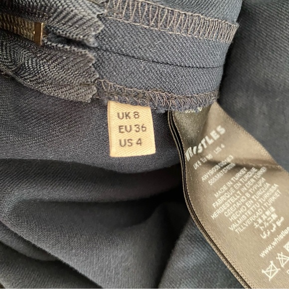 Whistles Ankle Length Stretchy Navy Trousers with Side Zip - Picture 8 of 11